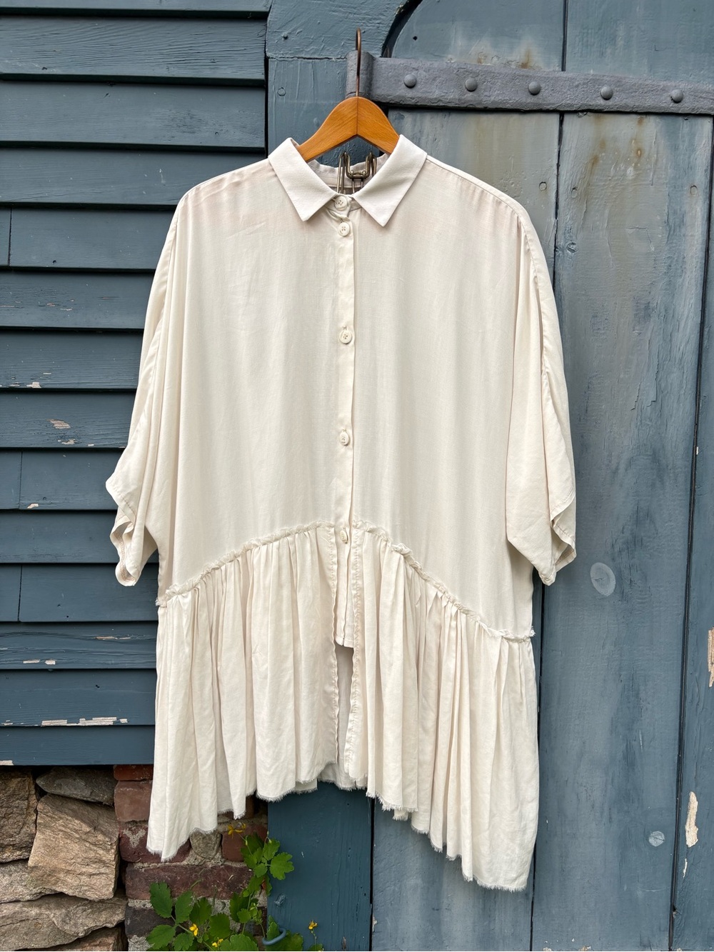 NRK by Anarkh blouse Button-Front Raw Hem S
